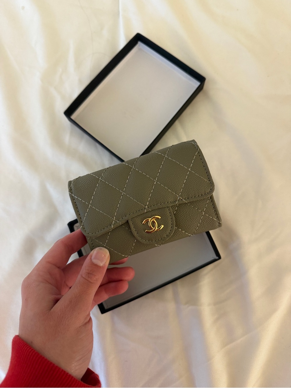 Grey with Gold hardware card holder wallet clutch